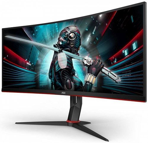 Монитор AOC CU34G2X 34 CU34G2X Black-Red (VA, изогнутый, 3440x1440, 144Hz, 1 ms, 178°/178°, 300 cd/m, 80M:1, +2xHDMI 2.0, +DisplayPort 1.2, +4xUSB 3.0, +регулировка по высоте, AMD FreeSync™)