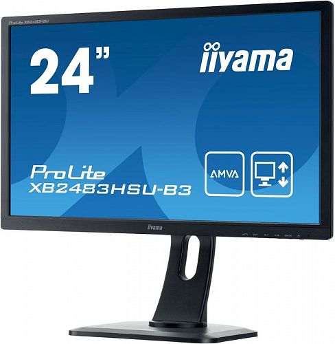 Монитор 23,8 Iiyama ProLite XB2483HSU-B3 (1920*1080, 4 мс, 250 кд/м2, 80000000:1, 178°/178°) A-MVA, HDMI, DisplayPort, VGA, SPK, HAS, Pivot, SPK, USB (XB2483HSU-B3)