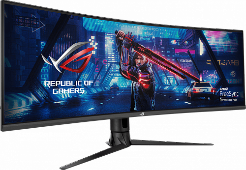 Монитор ASUS 23,8 XG43VQ black (VA изогнутый 3840x1200, ProGaming, 1ms, 450cd/m2, 178°/178°, 3000:1, HDMI*2, DP, USB-Hub, 120Hz, HDR, колонки, FreeSync, Tilt, Swivel, HAS, VESA, Black)