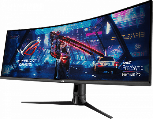 Монитор ASUS 23,8 XG43VQ black (VA изогнутый 3840x1200, ProGaming, 1ms, 450cd/m2, 178°/178°, 3000:1, HDMI*2, DP, USB-Hub, 120Hz, HDR, колонки, FreeSync, Tilt, Swivel, HAS, VESA, Black)