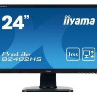 Монитор 24 Iiyama ProLite B2482HS-1 1920x1080, 1ms, 250 кд/м2, 80000000:1, 170°/160°, HDMI, DisplayPort, VGA (D-Sub), SPK, HAS, Pivot (B2482HS-B1)