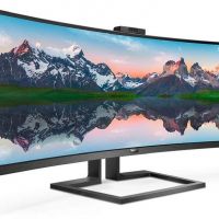 Монитор 49 PHILIPS 499P9H/00 Black (VA, изогнутый, 5120x1440, 5 ms, 178°/178°, 450 cd/m, 80M:1, +2xHDMI 2.0, +DisplayPort 1.4, +4xUSB 3.1, +USB-Type C 3.1, +RJ45, +WEB-Cam 2.0 mpx,