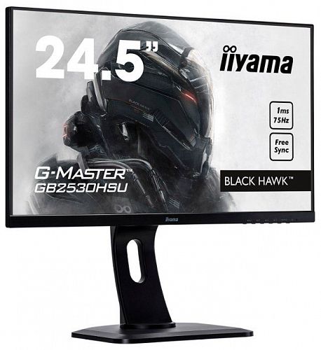 Монитор 24,5 Iiyama G-Master GB2530HSU-1 (1920x1080, 1 мс, 250 кд/м2, 12000000:1, 170°/160°) TN, HDMI, DisplayPort, VGA, аудио стерео, USB Type A x2, USB Type B, SPK, HAS, Pivot (GB2530HSU-B1)