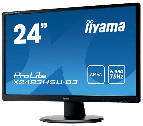 Монитор 23,8 Iiyama ProLite X2483HSU-B3 (1920*1080, 4 мс, 250 кд/м2, 8000000:1, 178°/178°) A-MVA, HDMI, DisplayPort, VGA, USB, SPK (X2483HSU-B3)